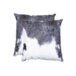 Natural Home Decor Torino Kobe Cowhide Pillow | 2-Piece | Grey & white | 18"x18"